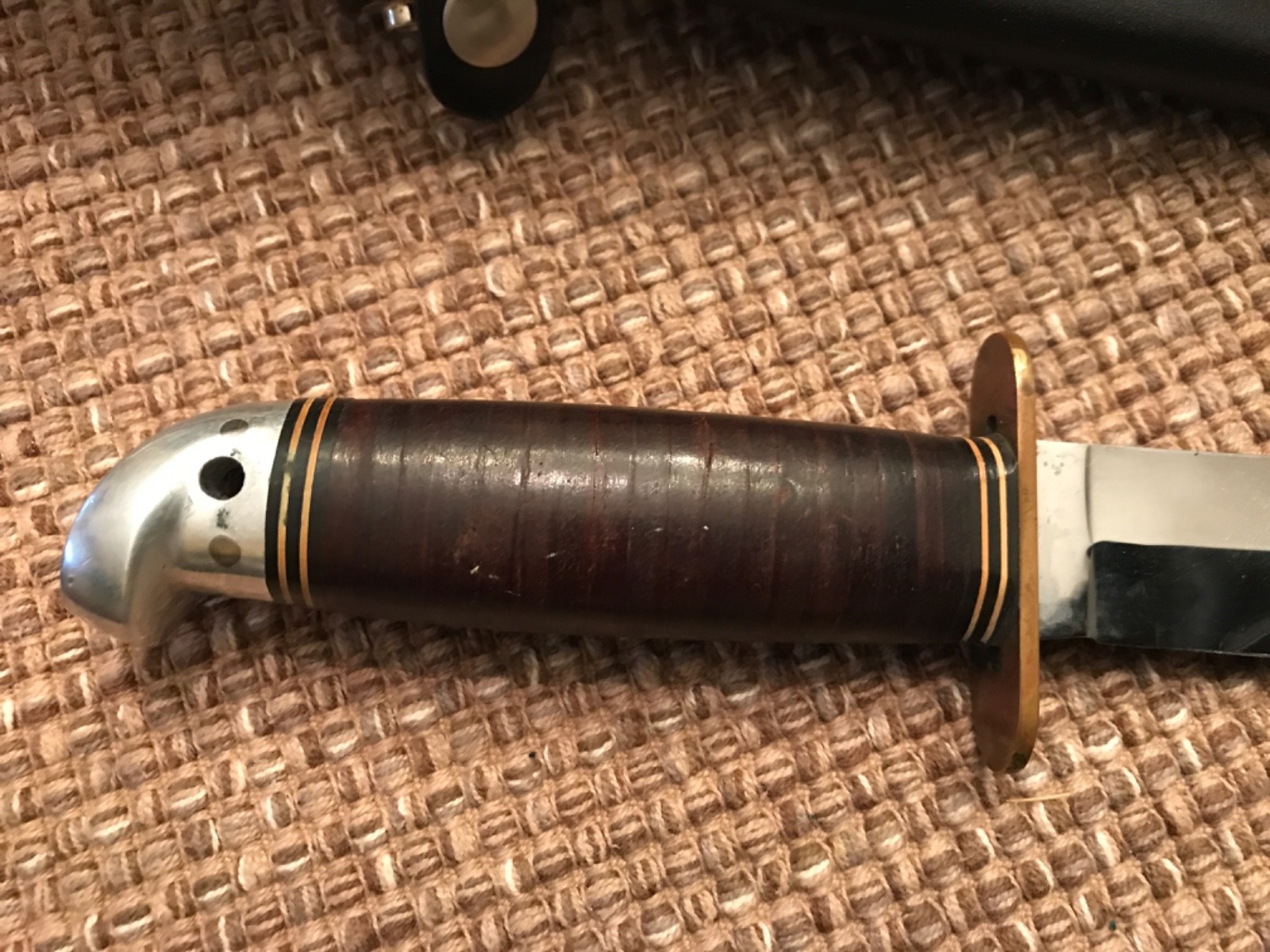 Vintage Western G46-6 Shark WWII Combat Knife Stacked Leather grip & sheath