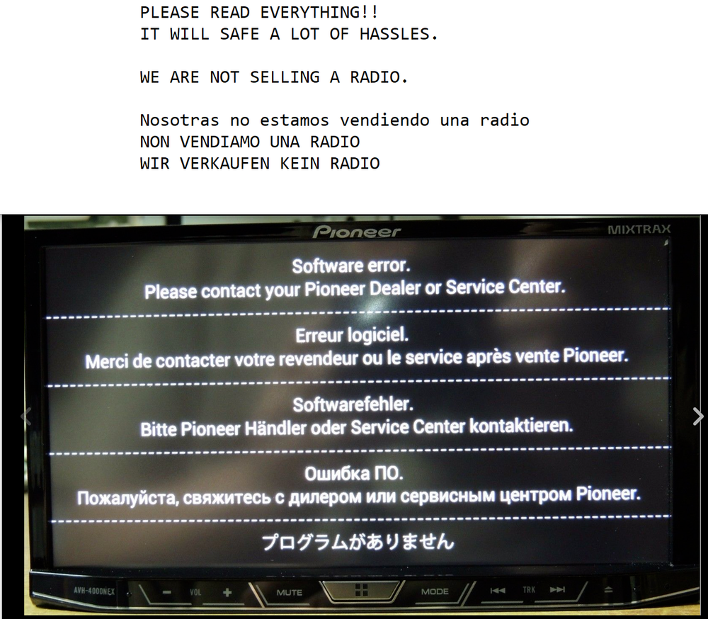 PIONEER SPH-DA120 SOFTWARE ERROR REBOOT FIRMWARE UPDATE FAILURE REPAIR SERVICE