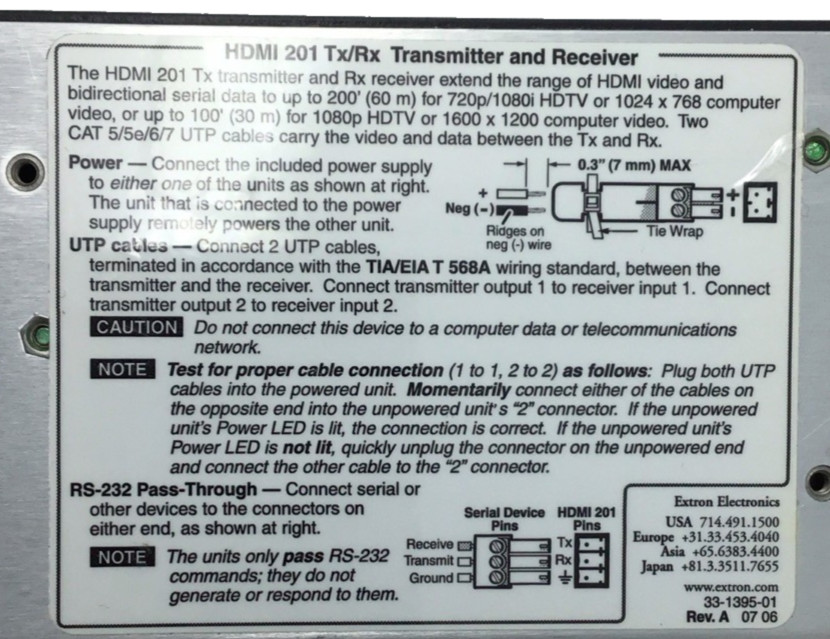 Extron HDMI 201 Tx Transmitter