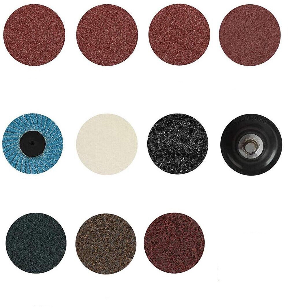 2 in x 42 PCS Roll Lock Sanding Discs Set w/ 1/4 Holder Die Grinder Quick Change