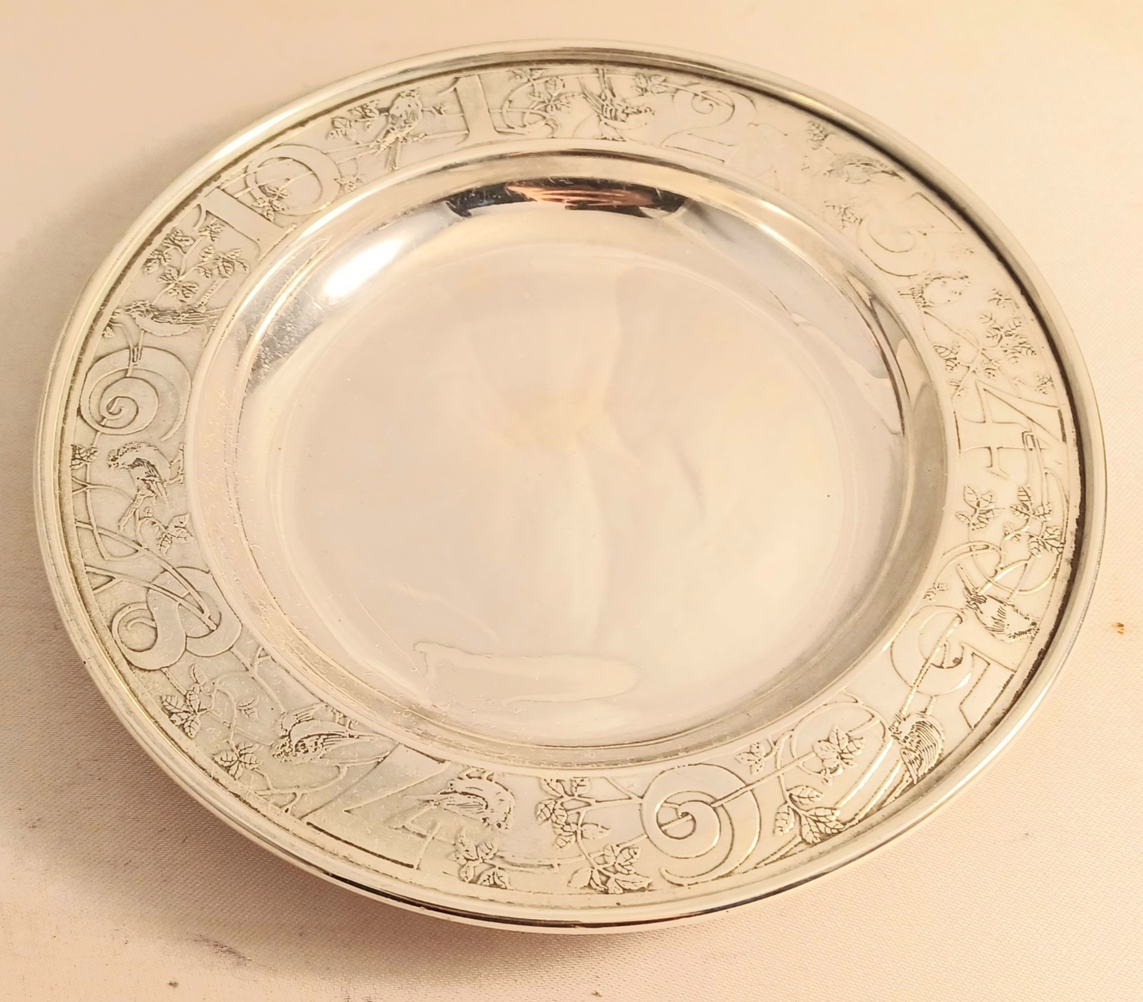 Vintage Kerr Sterling Alphabet w/ Birds & Flowers 2 piece Baby Bowl & Plate