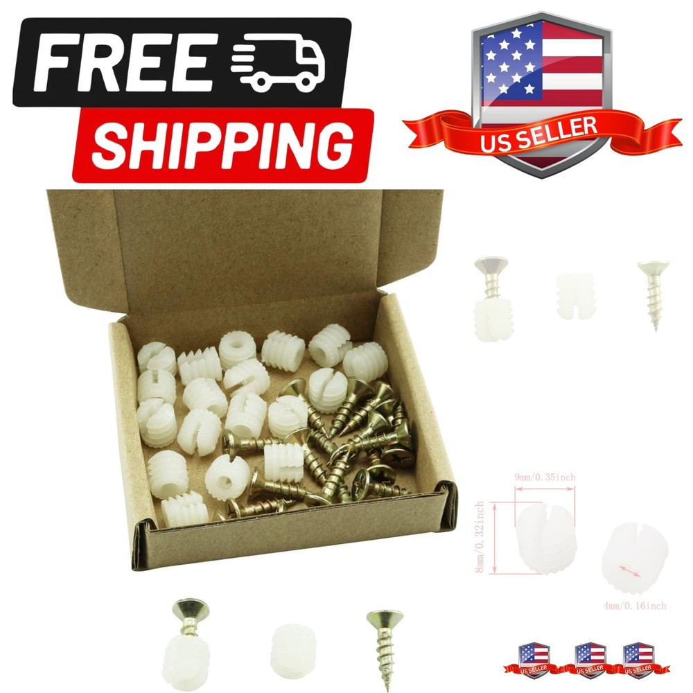 20PCS Plastic Dowel Inserts and Mounting Screws for Hinges