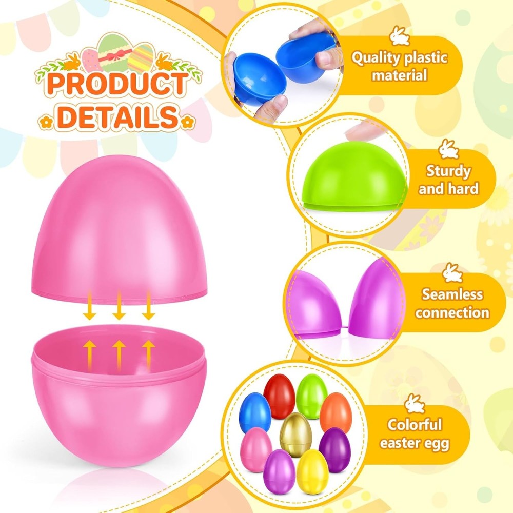 2.3” Unfilled Easter Eggs, 60 pcs Colorful Egg Plus 1 Golden Egg, Empty Plast...