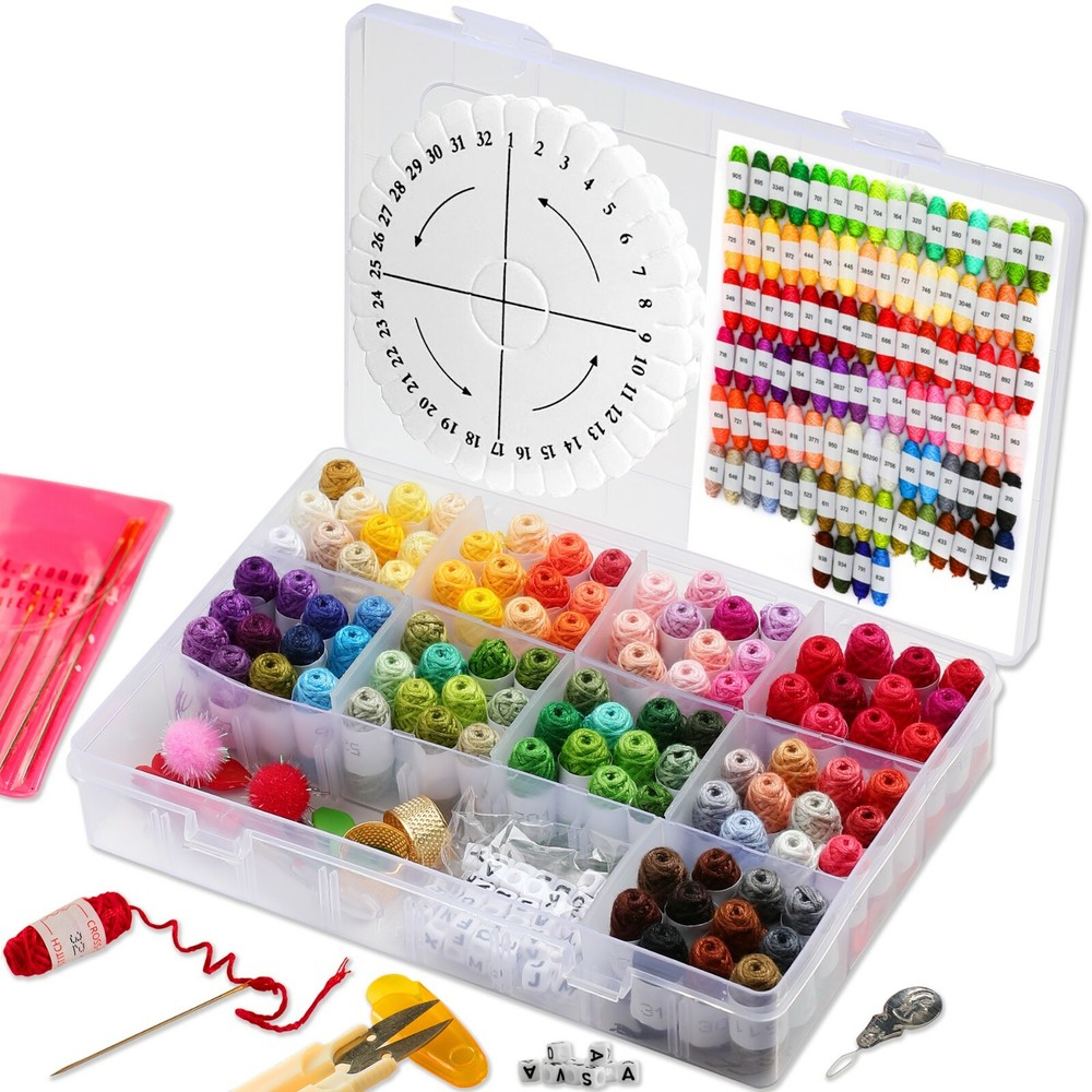 Friendship Bracelet String Kit - 170pc Embroidery Floss Kit Thread Making Set