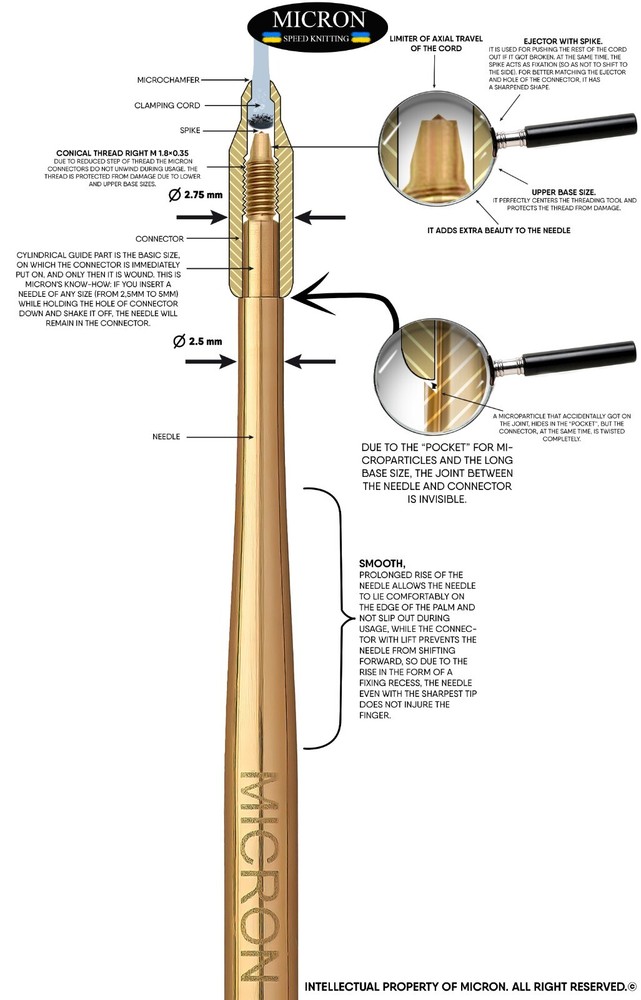 Micron interchangeable knitting needles Shortened Ergonomic