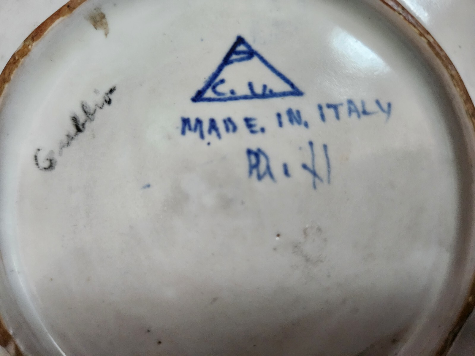 Majolica INKWELL, Societa Ceramica Umbra, Attached Tray & Lid Gubbio Italy