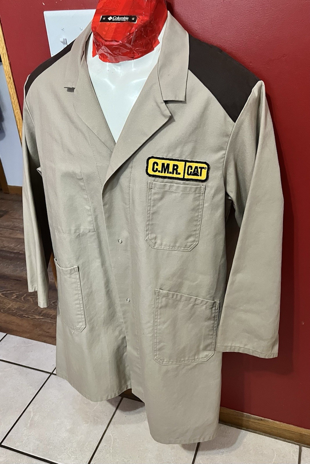 Vintage RENFORT Lab Coat Work Jacket Mens Womens Chest 50 France Beige CAT