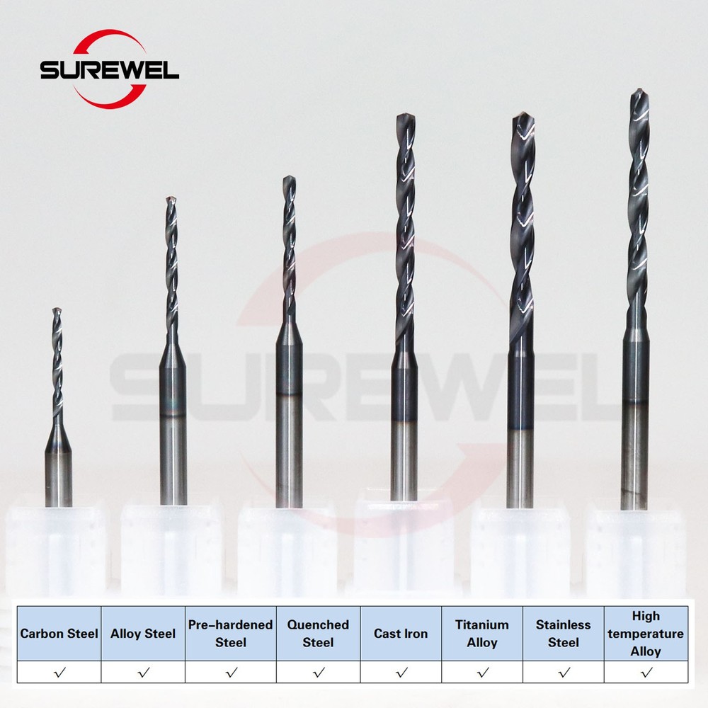 Micro Drill 0.1mm to 1.69mm Solid Carbide Min Bit CNC Machining Tool Precision