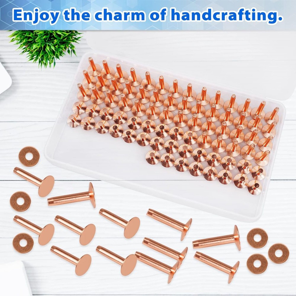 77* #9 Copper Rivets&Burrs For Leather Craft Products Smooth Face&No Pattern