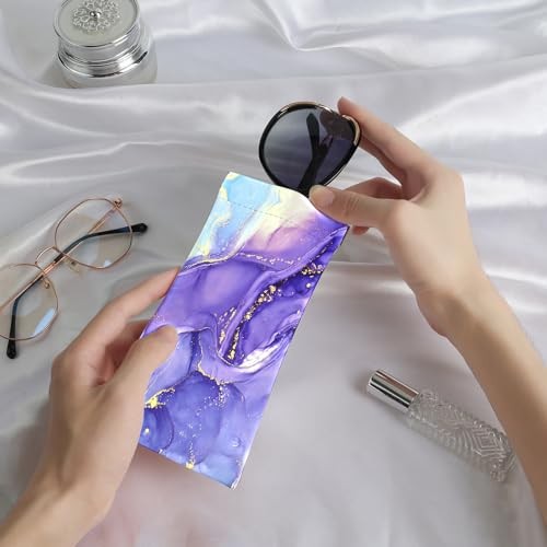 2Pcs Sunglass Eyeglass Glasses Case Soft PU Leather with Marble Texture