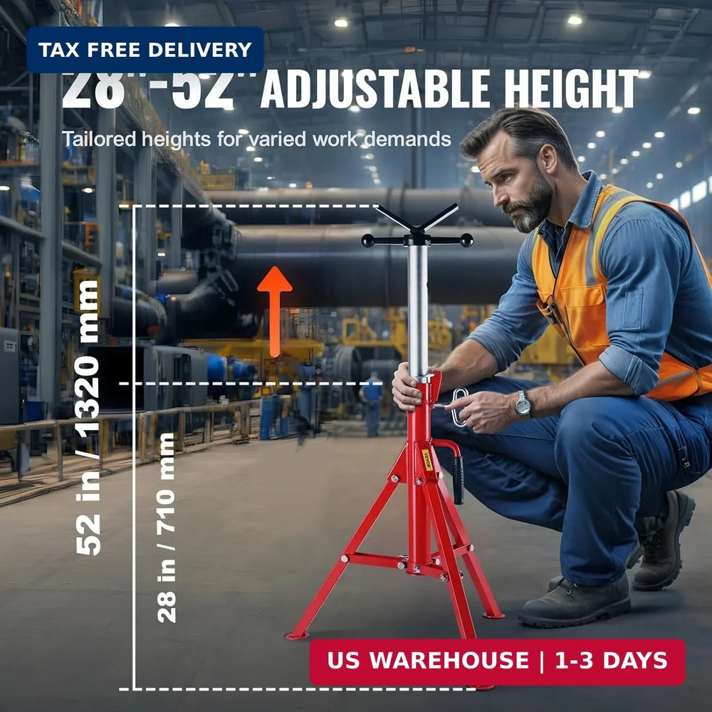 Pipe Jack Stand Robust Steel Heavy-Duty Construction | Adjustable Height Range |