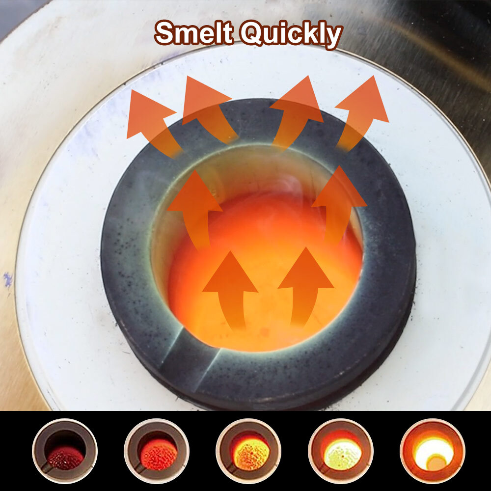 TOAUTO 3KG Digital Metal Melting Furnace kit Smelter Refining w/ 75ml Ingot Mold