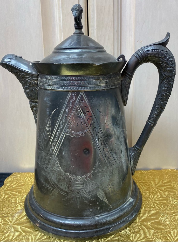E.G. WEBSTER & BRO SILVER ANTIQUE SILVER PLATED INSULATED HOT WATER PITCHER