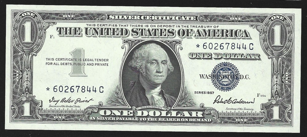 2 $1 SILVER CERTIFICATE *STAR NOTE* 1957 & 57a GEM UNCIRCULATED SUPER NICE