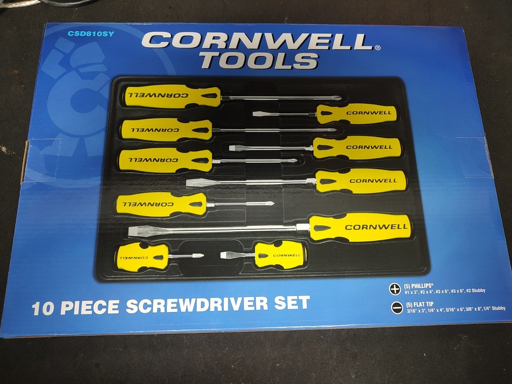 New Cornwell Tools 10pc Screwdriver Set CSD810SY