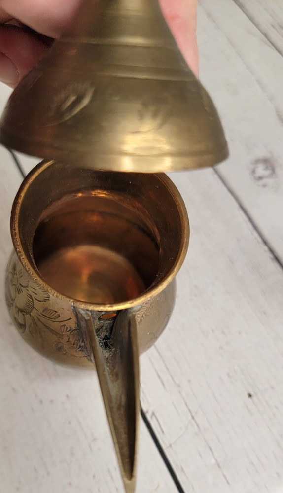 Decorative Middle Eastern Turkish Brass Vtg Coffee Tea Dallah Server