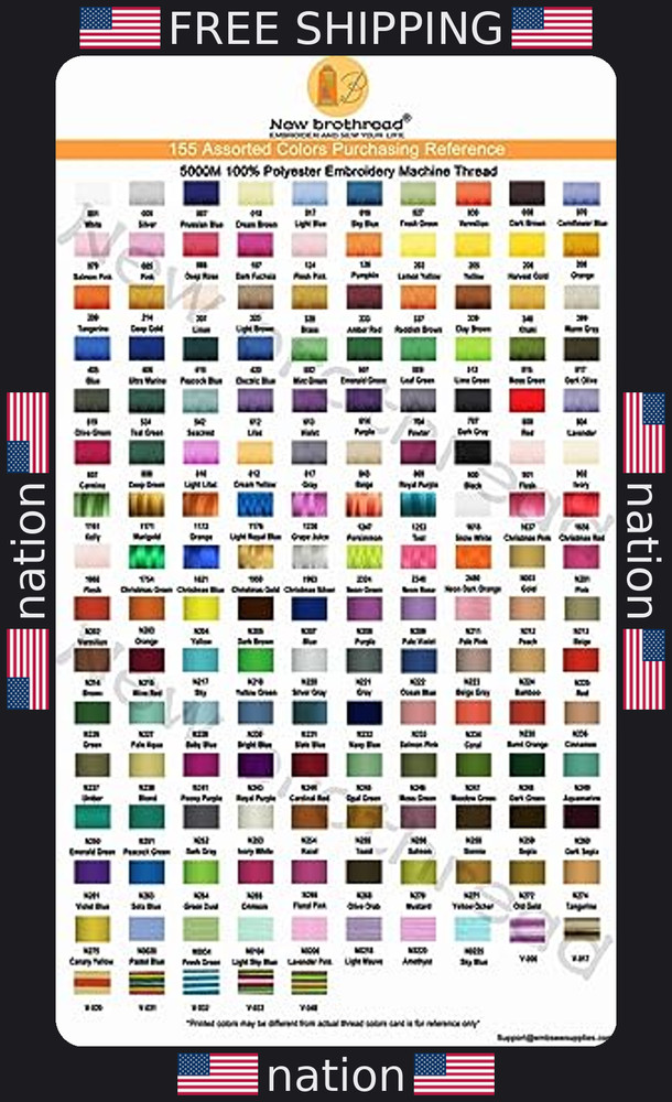 New Brothread 5000M Huge White Polyester Embroidery Thread 40WT for Machines