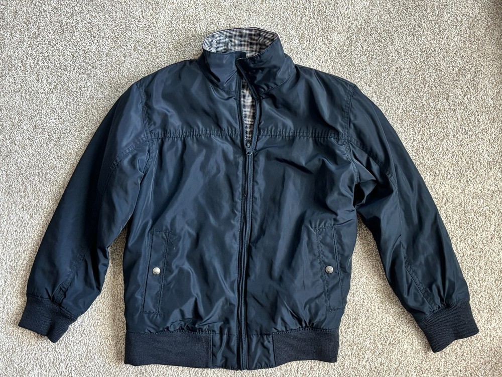 GAP Boys Jacket Size Medium Blue Plaid Reversible