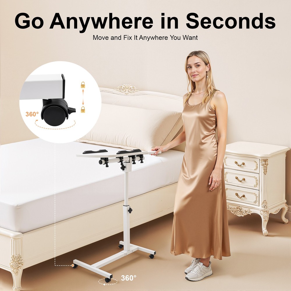 Portable Adjustable Office Laptop Desk Rolling Table Computer Mobile Stand NEW
