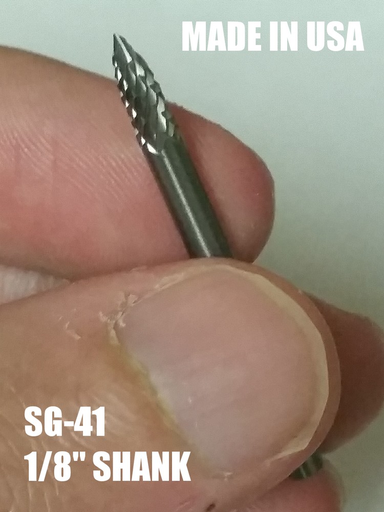 SG41D Tree Shape SOLID Carbide Burr Bur Cutting Tool Die Grinder Bit 1/8"