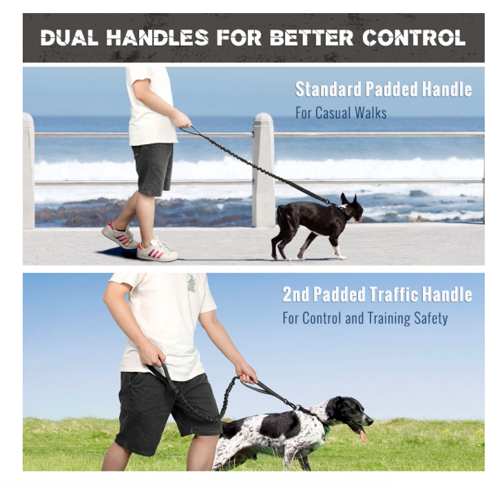NEW Tactical Pull-Shock Proof Bungee Dog Leash Size: Medium to Large Dogs
