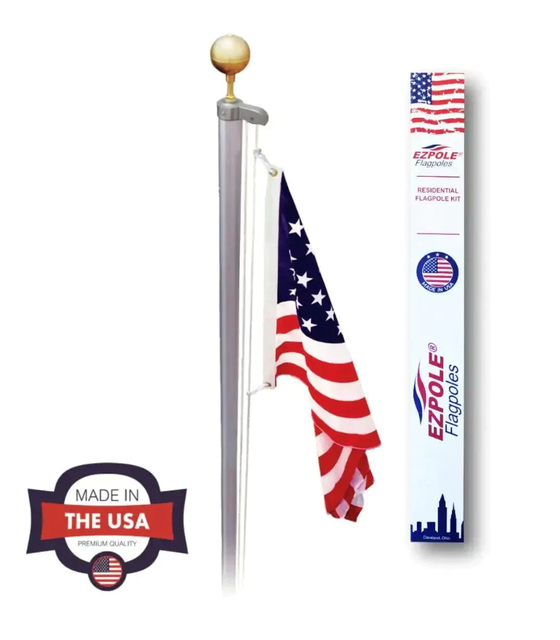 EZ Pole Flagpole - 21' Sectional Flagpole MADE IN USA - New, Unopened - Silver