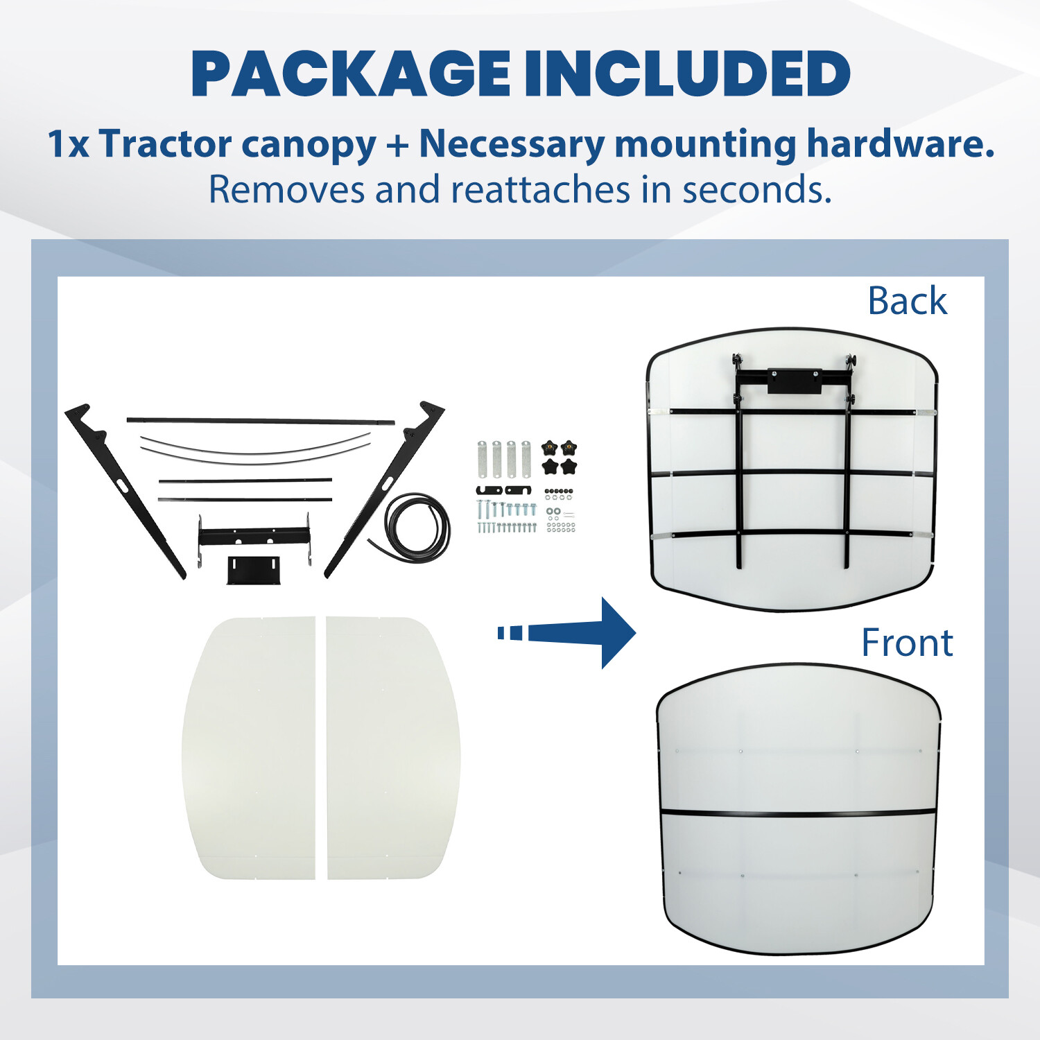 White Tuff Top Tractor Canopy 48" X 52" For 2" x 2" or 2" x 3" ROPS