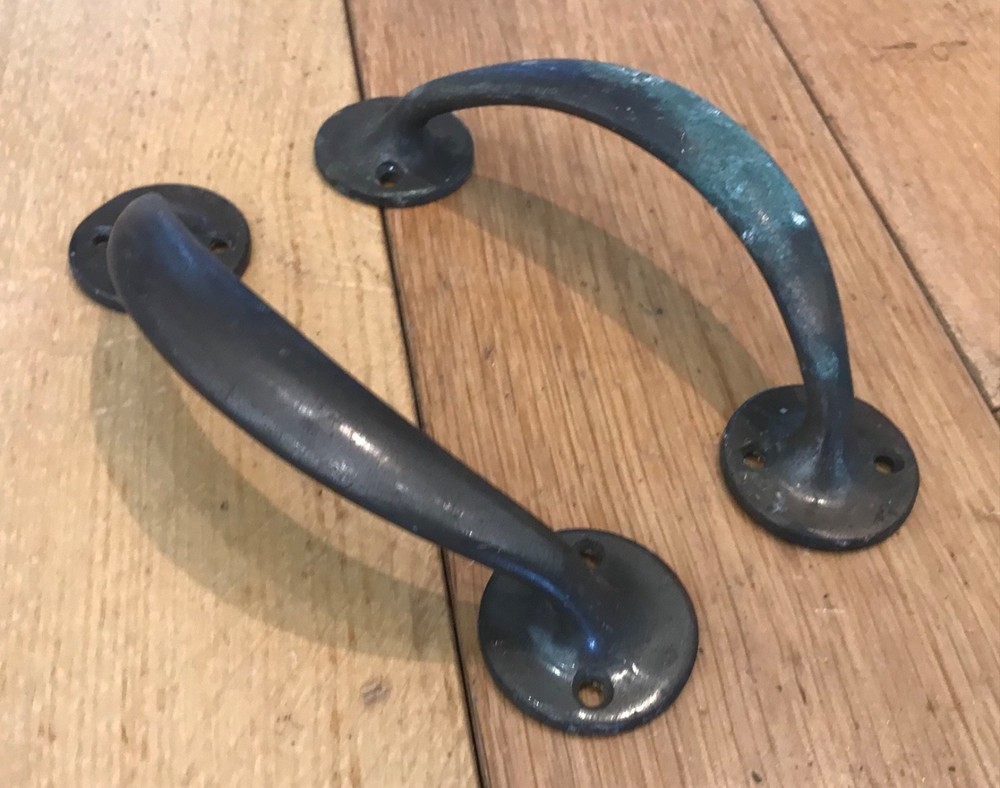 2x Vintage solid brass pull handle 150mm long 6” approx - ( CD2)