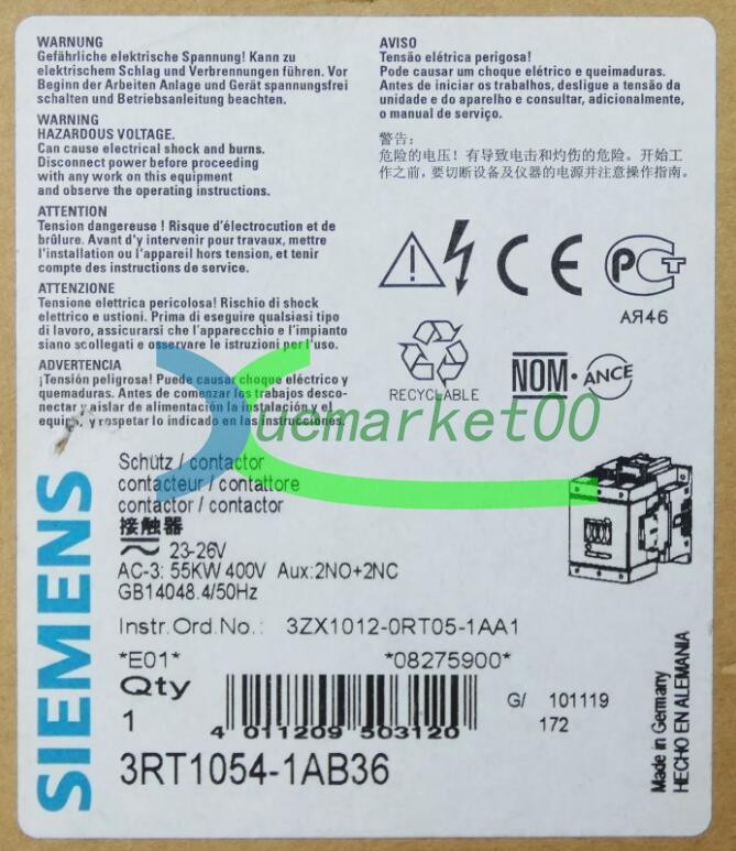 New SIEMENS Contactor 3RT1054-1AB36