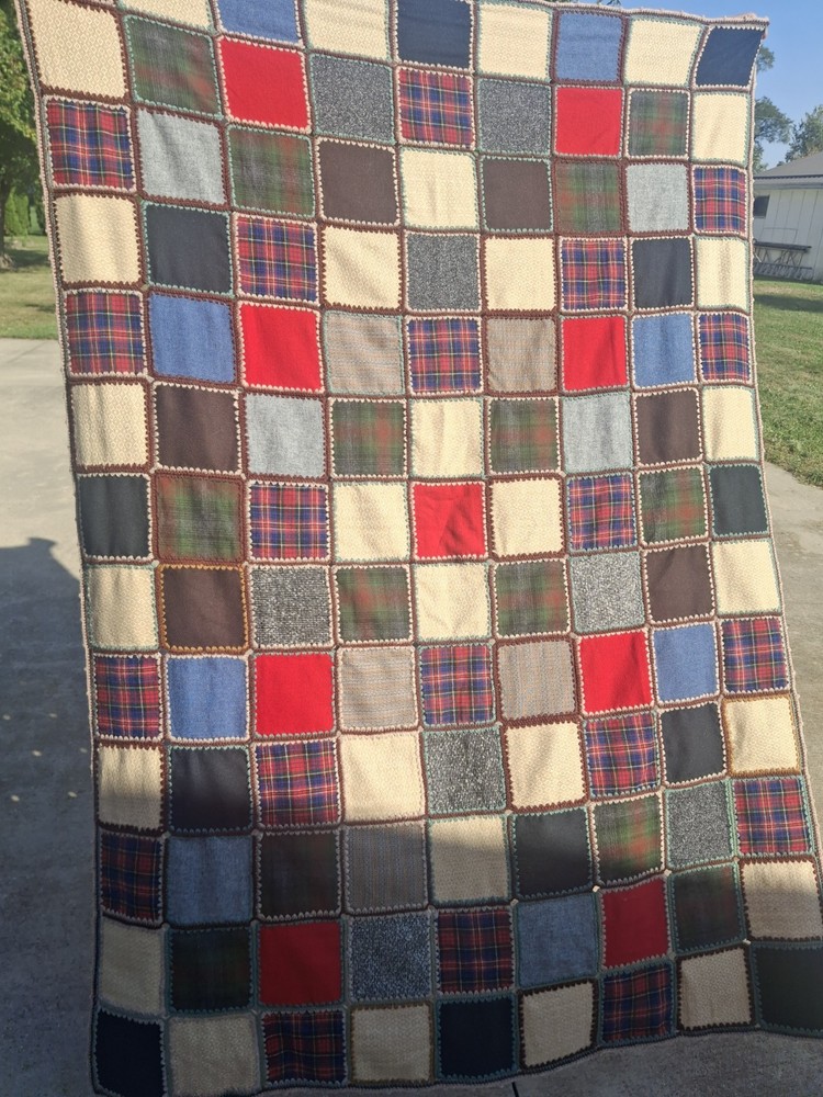 Wool Patchwork Quilt 69 Inches X 51 Inches