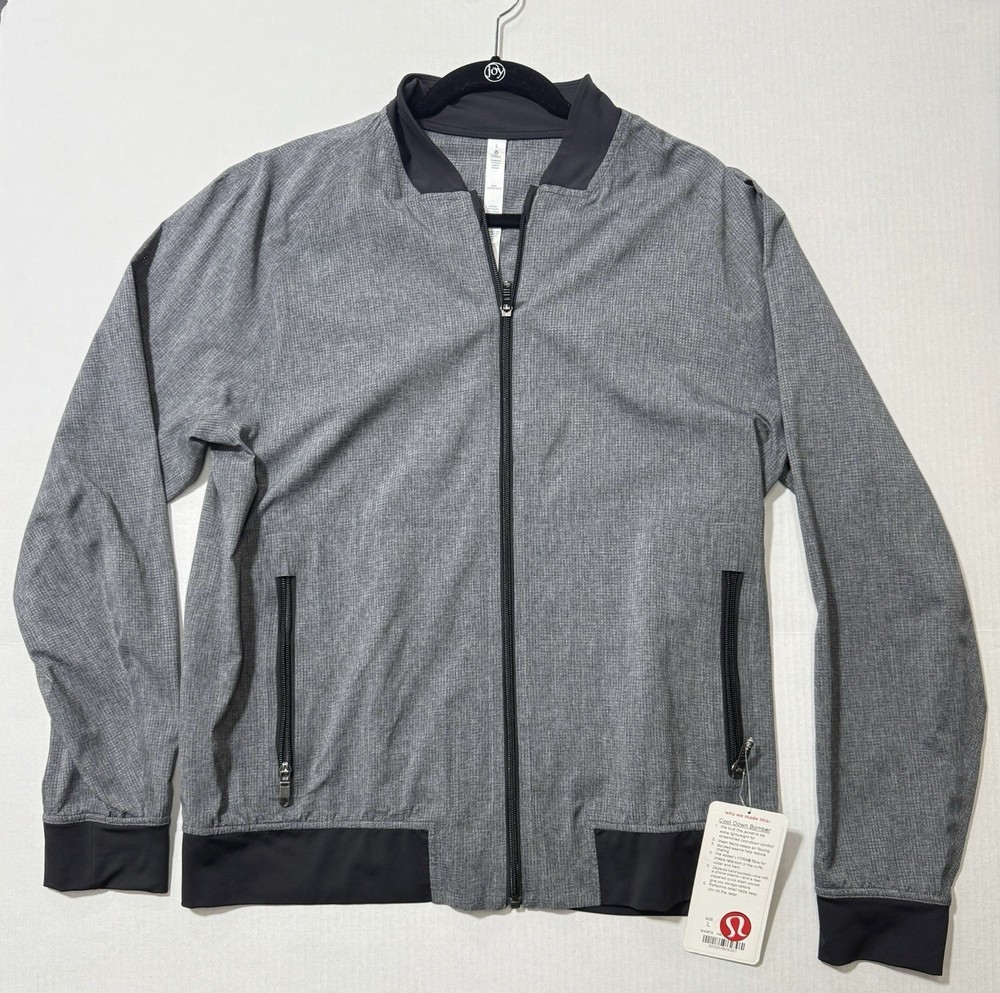 Lululemon Cool Down Bomber Jacket Mens L Gray Full Zip Lightweight NWT