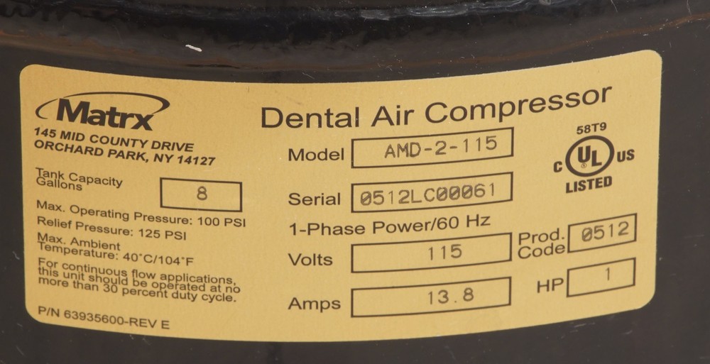 Matrx AMD-2-115 Airmax Compressor (FA2)