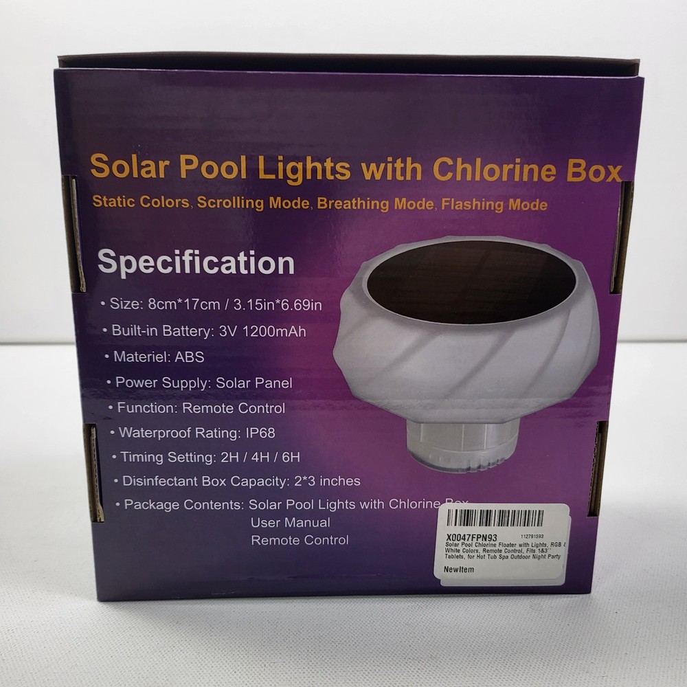 Floating Solar Pool Light With Chlorine Tablet Box Static Color Modes Remote