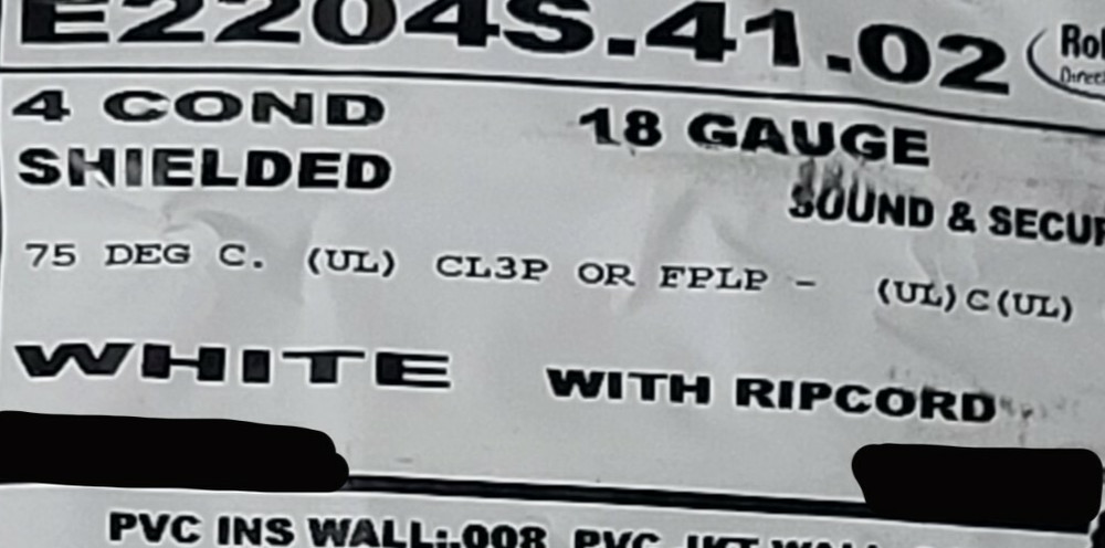 Carol E2204S 18/4C Shielded Control/Communications Cable Plenum CMP White /50ft