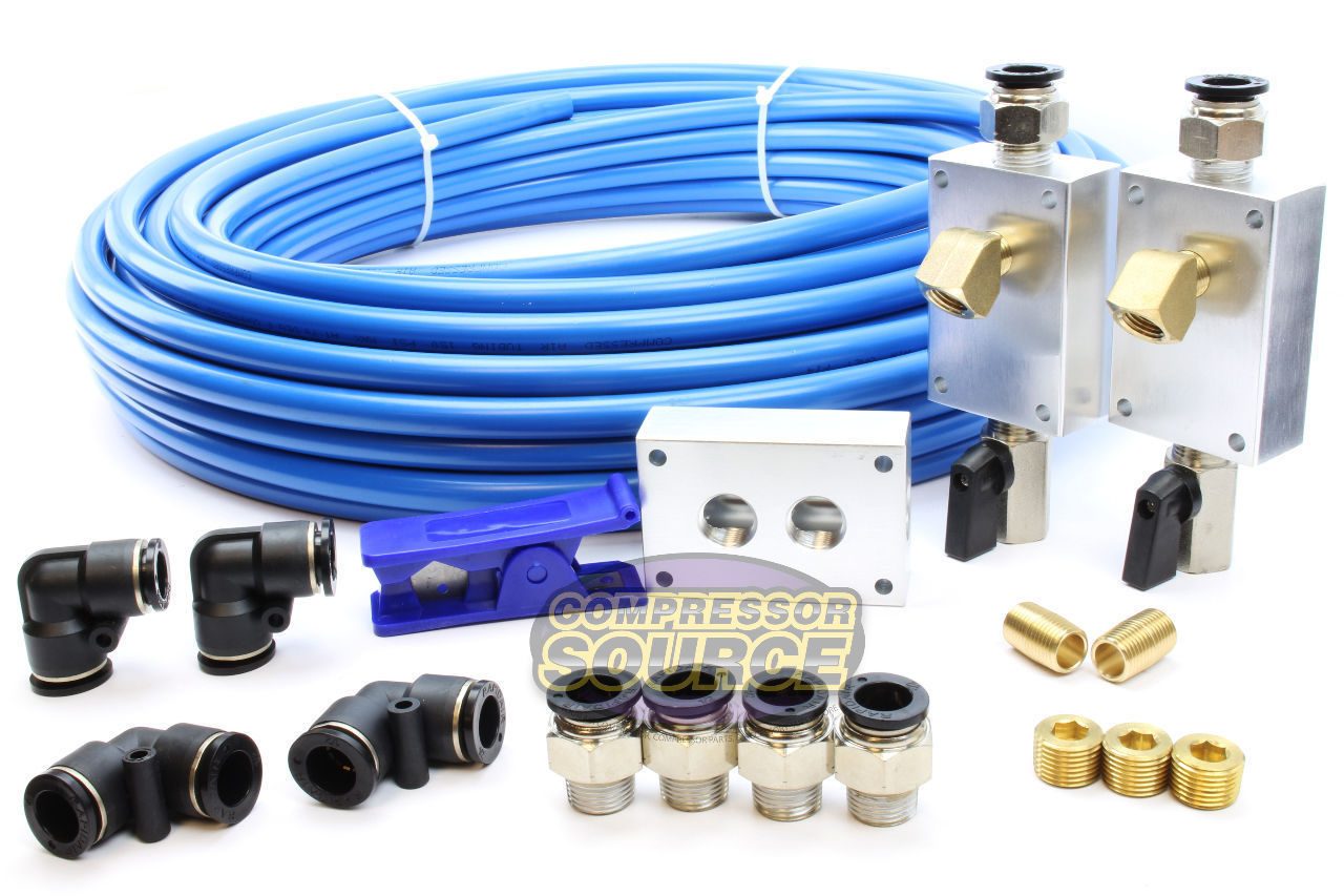 Rapid Air Garage Shop Compressed Air Line Kit Complete System 100 ft 1/2"