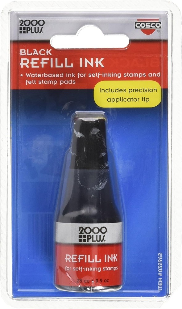 Cosco Black Stamp Ink Refill (25 mL) - Professional Quality Self-Inking Solution