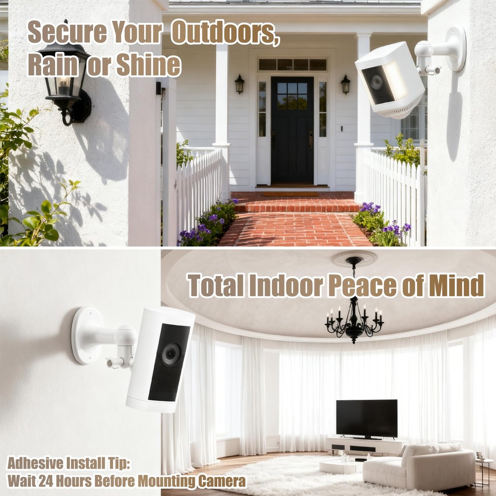 2-in-1 No-Drill & Drillable Wall Mount 2-Pack for Ring Camera, Compatible wit...