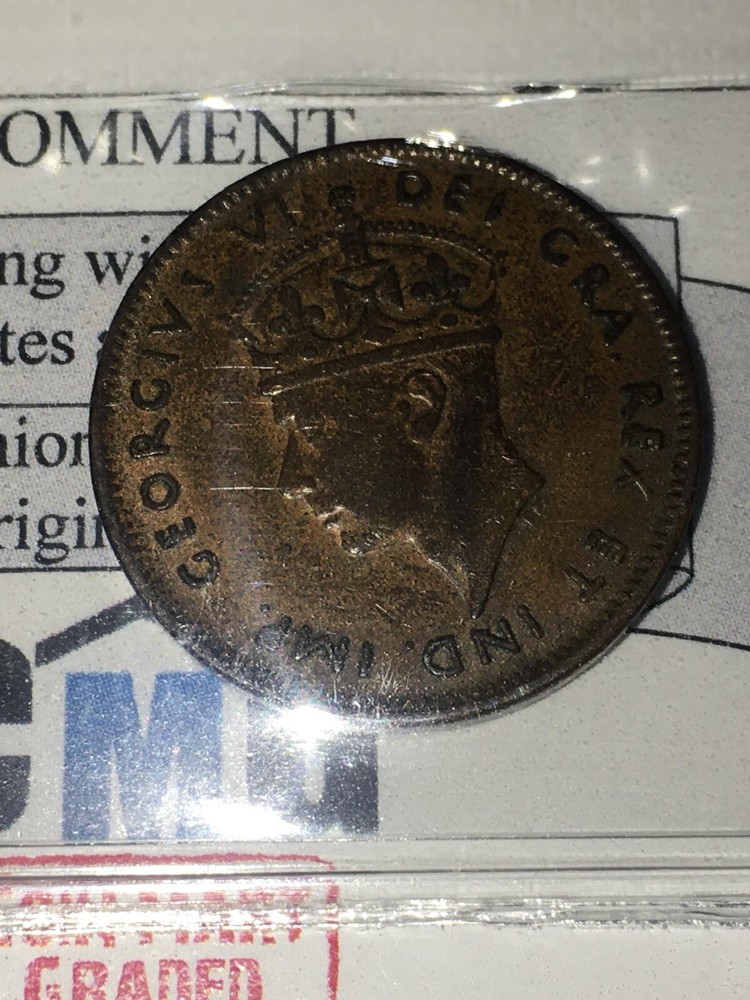 1944c, ICCS Graded Newfoundland, Small One Cent, **VF-30**