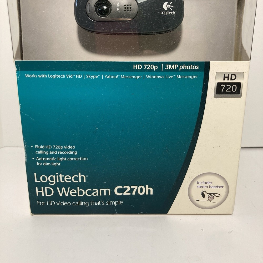 Logitech HD Webcam C270h Headset Built in Microphone Computer PC Video Camera