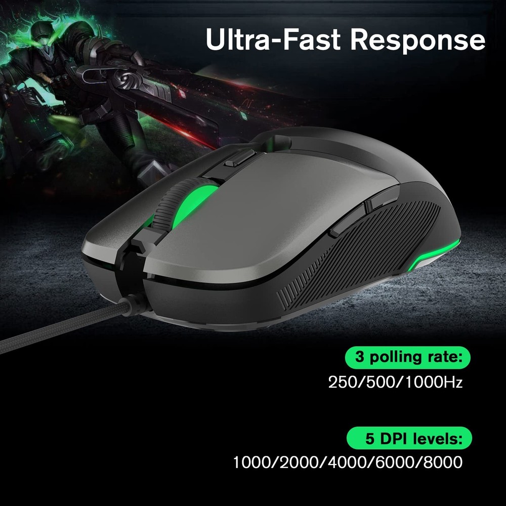 Wired Gaming Mouse USB Optical Computer Mice with High-Precision Adjustable u...