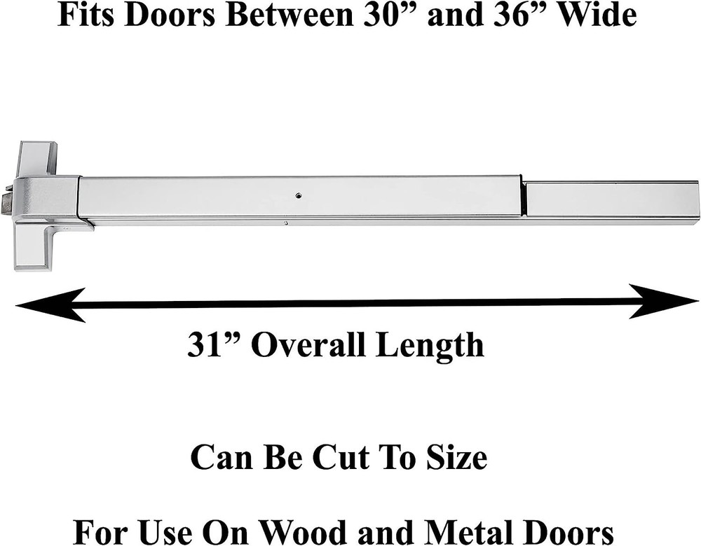 Push Bar Panic Exit Device Aluminum, with Exterior Lever