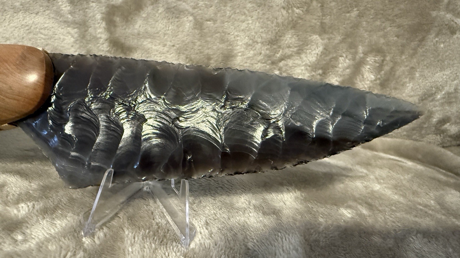 Handmade 5.5” Rainbow Obsidian Fixed Blade Knife Wood Handle