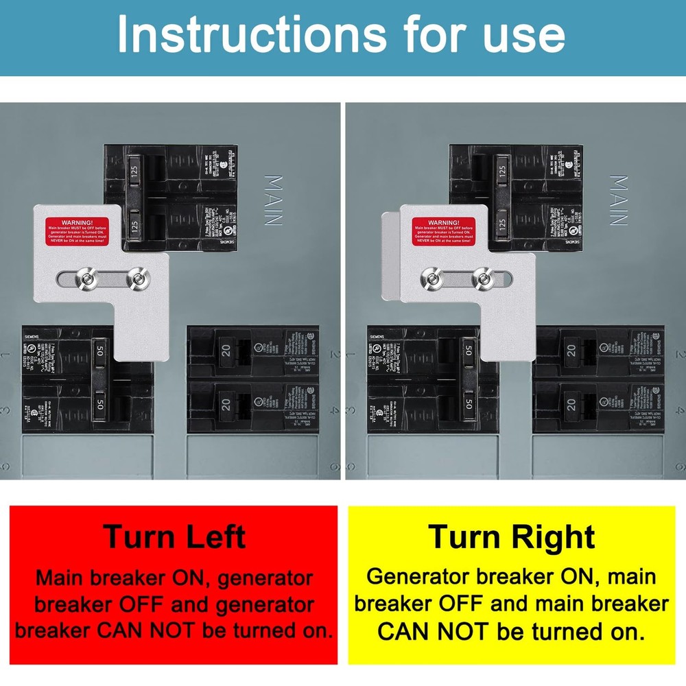 Generator Interlock Kit for Siemens 100 Amp or Murray 100 Panels,...