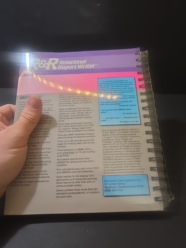 NEW SEALED Concentric Data Systems R&R Relational Report Writer Version 3 dBase