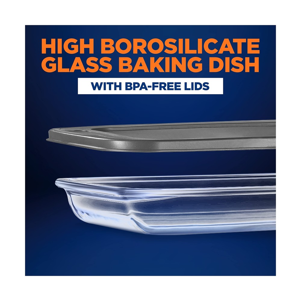 NutriChef 4 Sets Glass Bakeware - High Borosilicate Rectangular Glass Baking ...