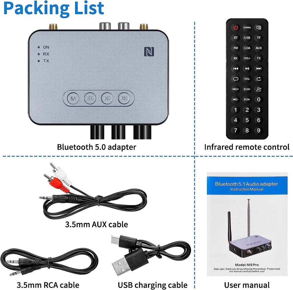 Bluetooth Transmitter Receiver Stereo Audio Adapter For TV Home Car Long Range