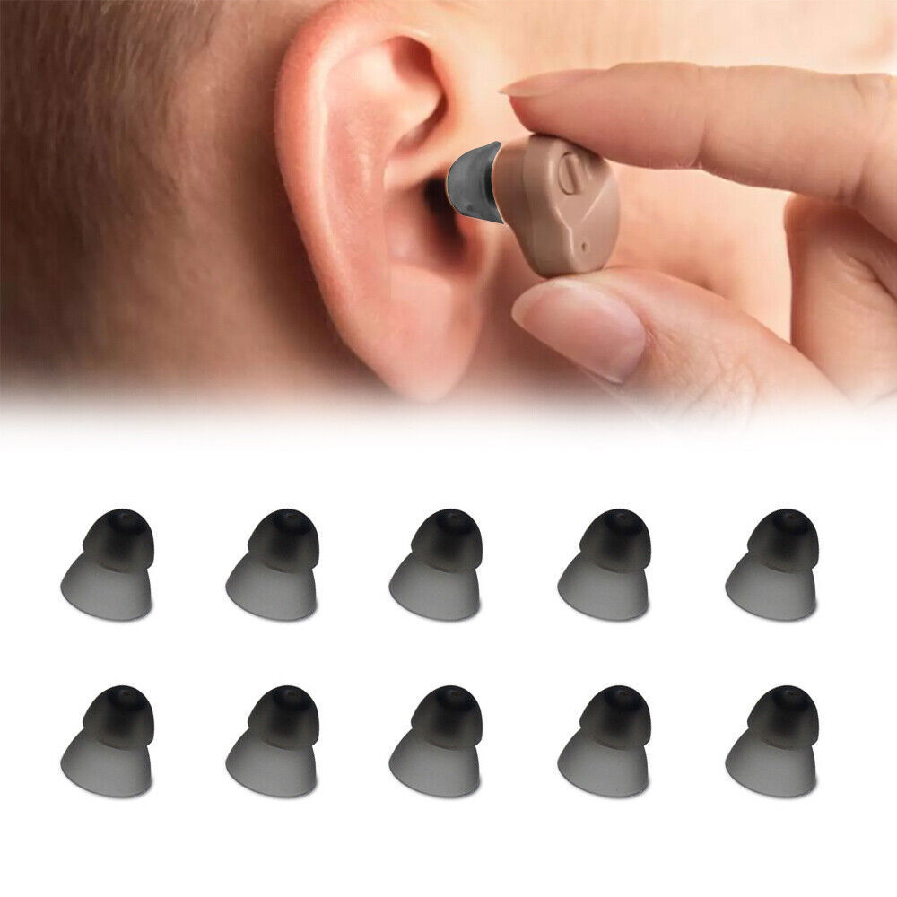 20Pcs Closed Fit Hearing Aid Domes Earplug Silicone Double Layer Eartips Replace