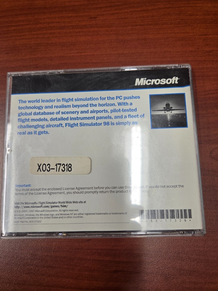 Microsoft Flight Simulator 98 CD ROM Game For Windows 95/98