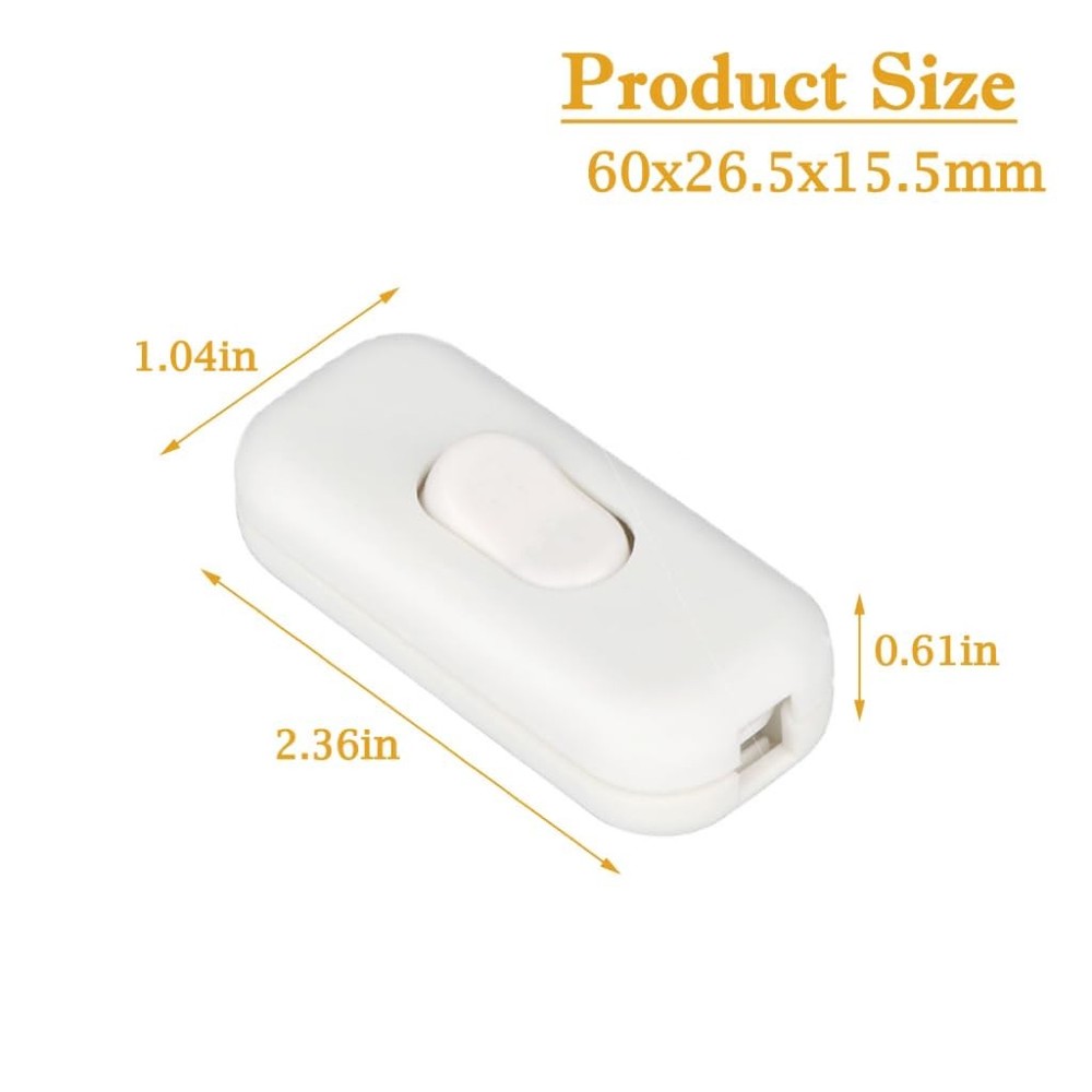 Inline Cord Switch, 2PCS On/Off Lamp Control Appliance Switch AC120V White-B