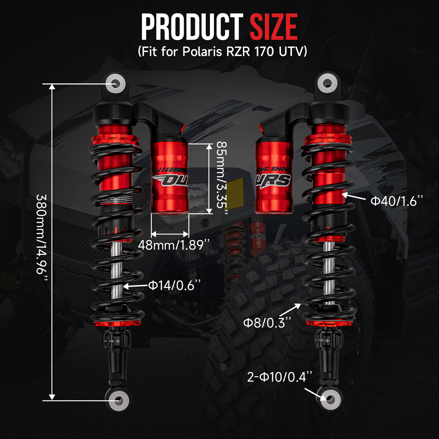 For 2009-2021 Polaris Rzr 170 Stage 5 Upgraded Front & Rear Air Shocks Absorbers